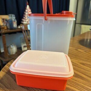 Tupperware 2 Qt. Container & Tupperware Mini Pack n' Carry Red Container